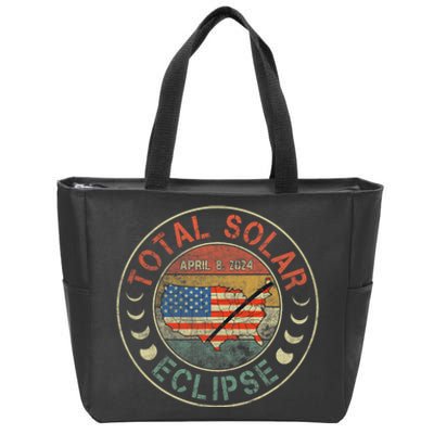 Solar Eclipse April 8 2024 America Path Map Vintage Totality Zip Tote Bag