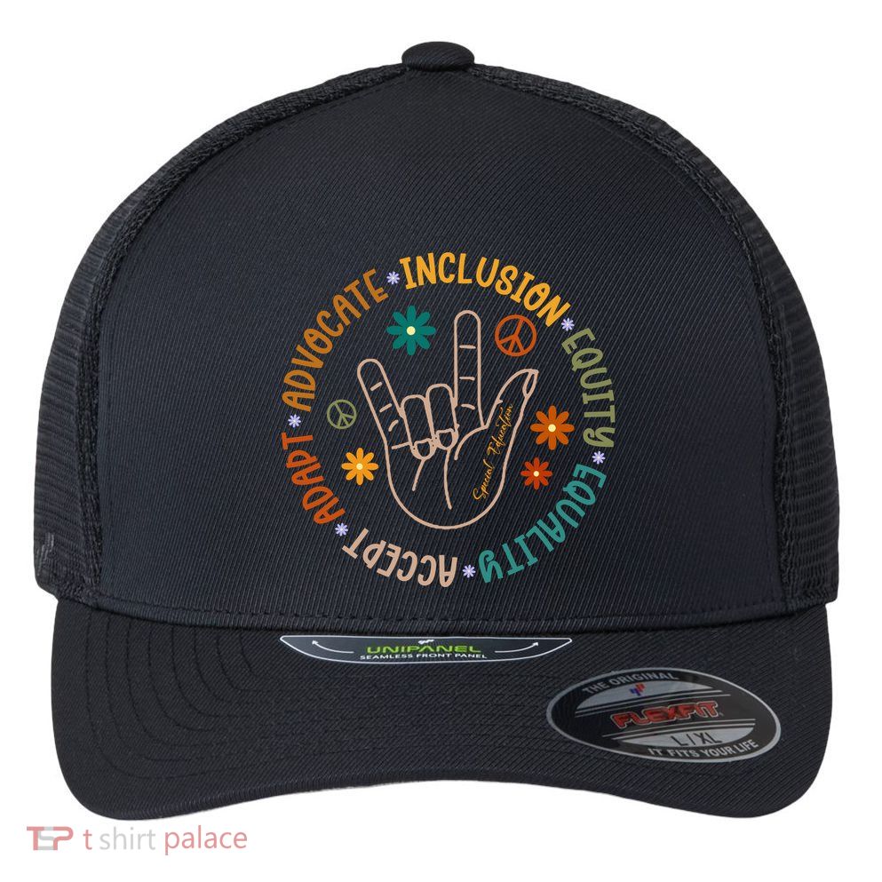 Special Education Autism Accept Equality Hippie Flexfit Unipanel Trucker Cap