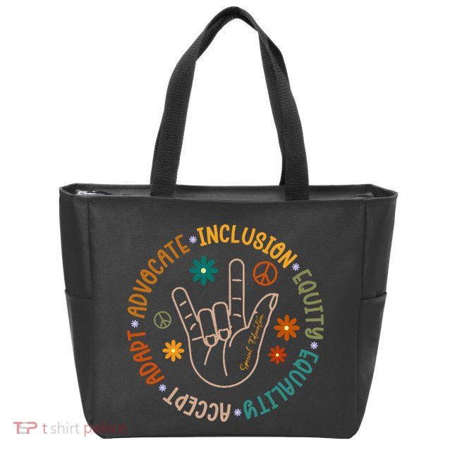 Special Education Autism Accept Equality Hippie Zip Tote Bag