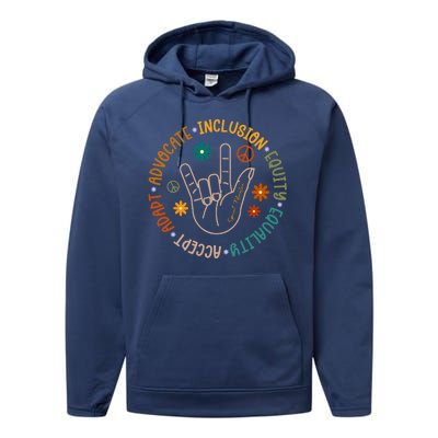 Special Education Autism Accept Equality Hippie Performance Fleece Hoodie