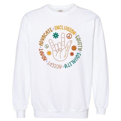 Special Education Autism Accept Equality Hippie Garment-Dyed Sweatshirt