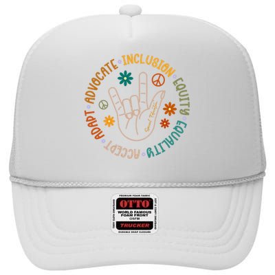 Special Education Autism Accept Equality Hippie High Crown Mesh Back Trucker Hat