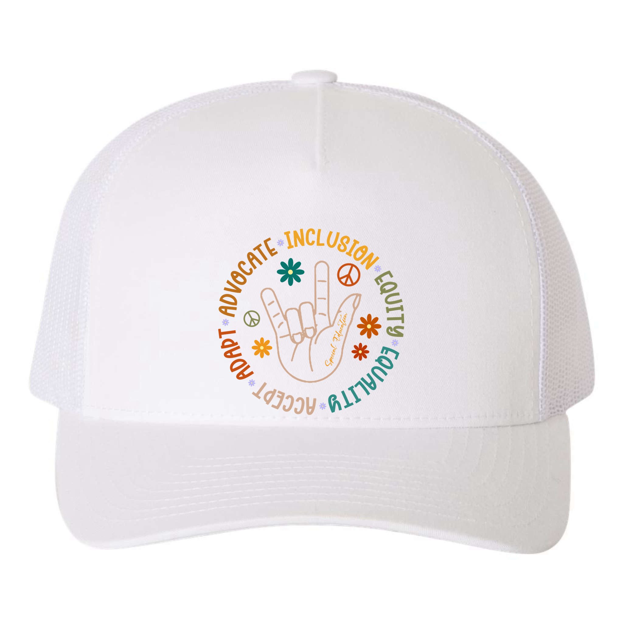 Special Education Autism Accept Equality Hippie Yupoong Adult 5-Panel Trucker Hat