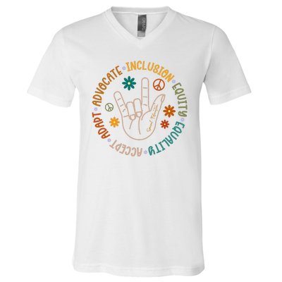 Special Education Autism Accept Equality Hippie V-Neck T-Shirt