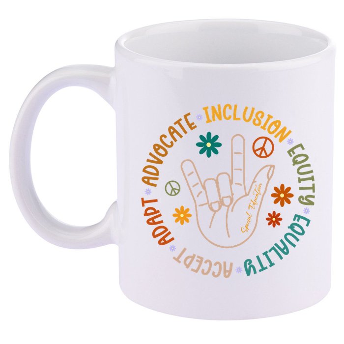 Special Education Autism Accept Equality Hippie 11oz C Handle Ceramic Mug