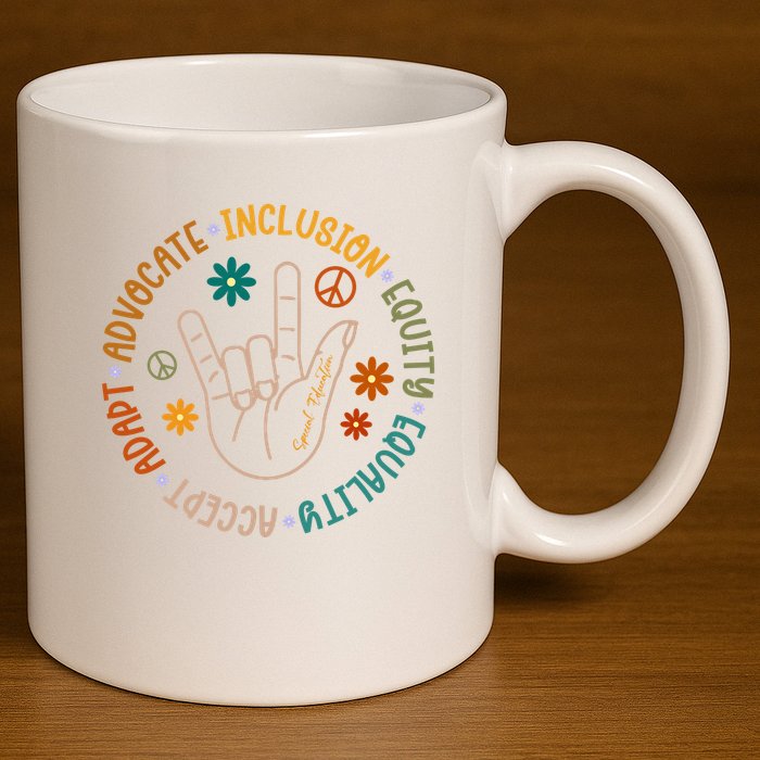 Special Education Autism Accept Equality Hippie 11oz C Handle Ceramic Mug