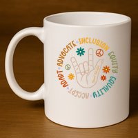 Special Education Autism Accept Equality Hippie 11oz C Handle Ceramic Mug