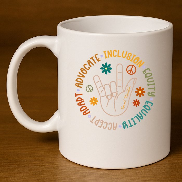Special Education Autism Accept Equality Hippie 11oz C Handle Ceramic Mug