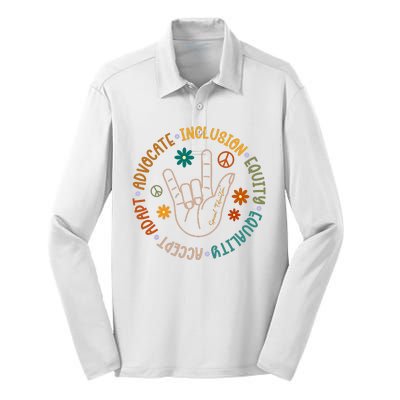 Special Education Autism Accept Equality Hippie Silk Touch Performance Long Sleeve Polo