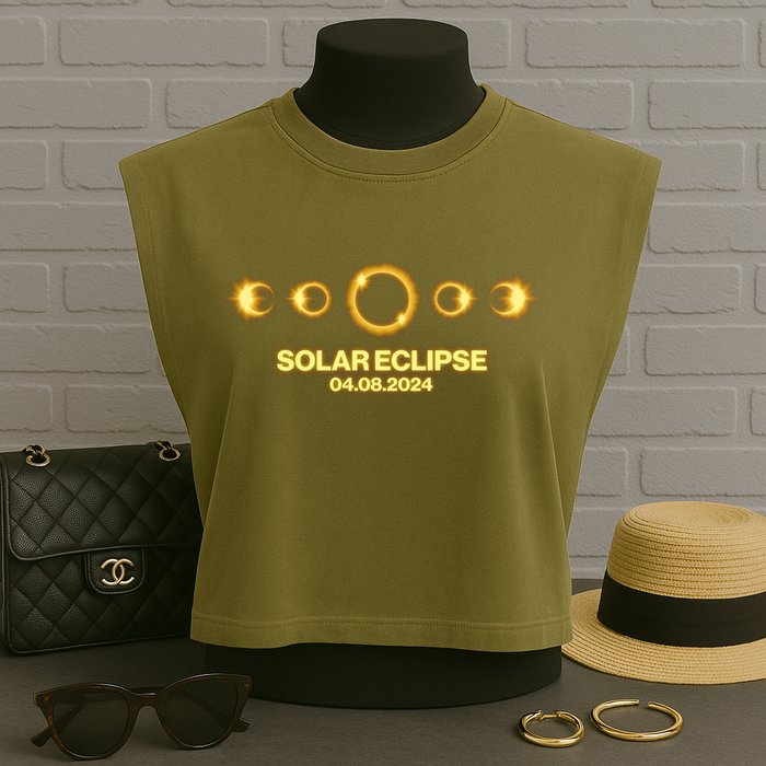 Solar Eclipse April 08 2024 Garment-Dyed Women's Muscle Tee