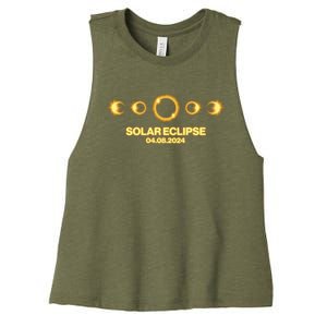 Solar Eclipse April 08 2024 Women's Racerback Cropped Tank