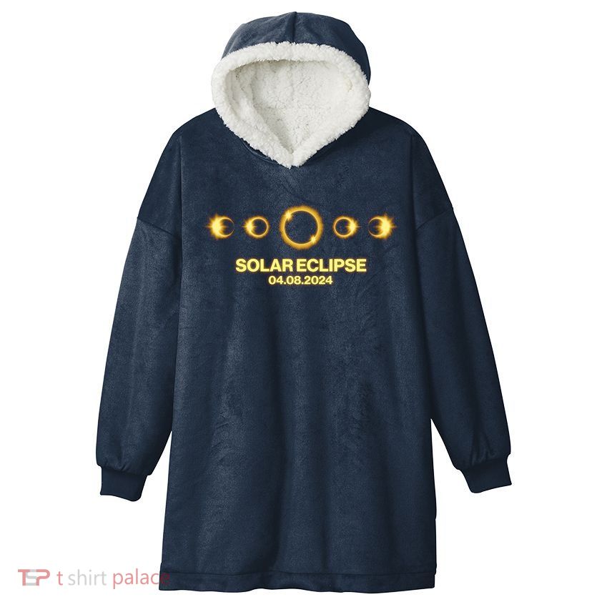Solar Eclipse April 08 2024 Hooded Wearable Blanket