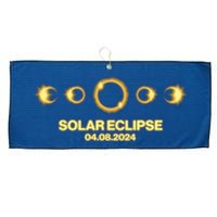 Solar Eclipse April 08 2024 Large Microfiber Waffle Golf Towel