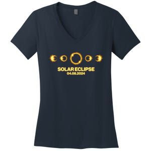 Solar Eclipse April 08 2024 Women's V-Neck T-Shirt