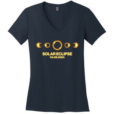 Solar Eclipse April 08 2024 Women's V-Neck T-Shirt