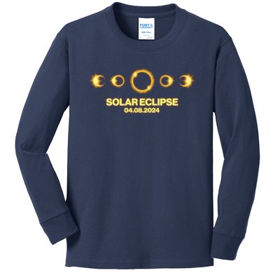 Solar Eclipse April 08 2024 Kids Long Sleeve Shirt