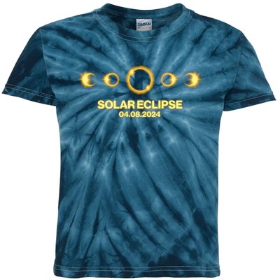 Solar Eclipse April 08 2024 Kids Tie-Dye T-Shirt