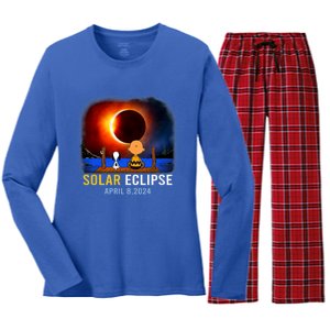 Solar Eclipse April 8 2024 Totality April 8 Women's Long Sleeve Flannel Pajama Set 