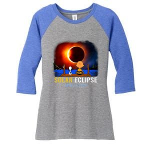 Solar Eclipse April 8 2024 Totality April 8 Women's Tri-Blend 3/4-Sleeve Raglan Shirt