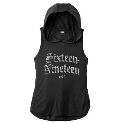 Sixteennineteen Est African American Vintage Black History Ladies PosiCharge Tri-Blend Wicking Draft Hoodie Tank