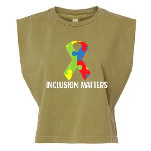 Special Education Autism Awareness Teacher Inclusion Matters Garment-Dyed Women's Muscle Tee