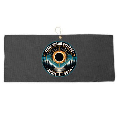 Solar Eclipse Astronomy Vintage 2024 Solar Eclipse Large Microfiber Waffle Golf Towel