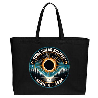 Solar Eclipse Astronomy Vintage 2024 Solar Eclipse Cotton Canvas Jumbo Tote