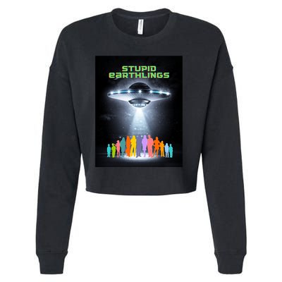 Stupid Earthlings Alien Cropped Pullover Crew