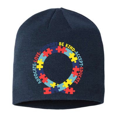 Support Educate Advocate Love Autism Awareness Puzzle Ribbon Sustainable Beanie