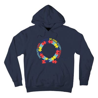 Support Educate Advocate Love Autism Awareness Puzzle Ribbon Tall Hoodie