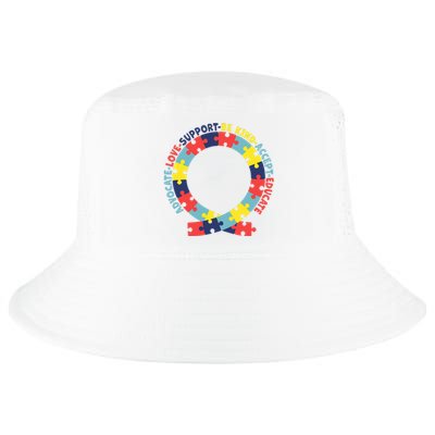 Support Educate Advocate Love Autism Awareness Puzzle Ribbon Cool Comfort Performance Bucket Hat