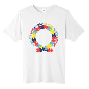 Support Educate Advocate Love Autism Awareness Puzzle Ribbon Tall Fusion ChromaSoft Performance T-Shirt