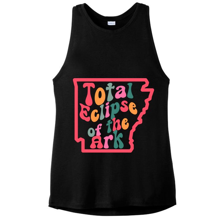 Solar Eclipse Arkansas Map Ladies PosiCharge Tri-Blend Wicking Tank