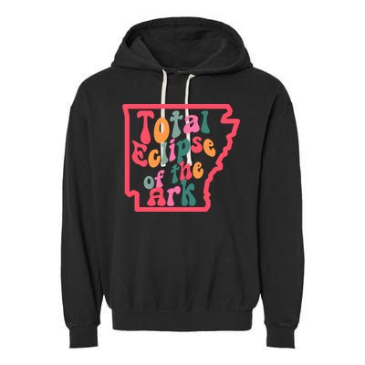 Solar Eclipse Arkansas Map Garment-Dyed Fleece Hoodie