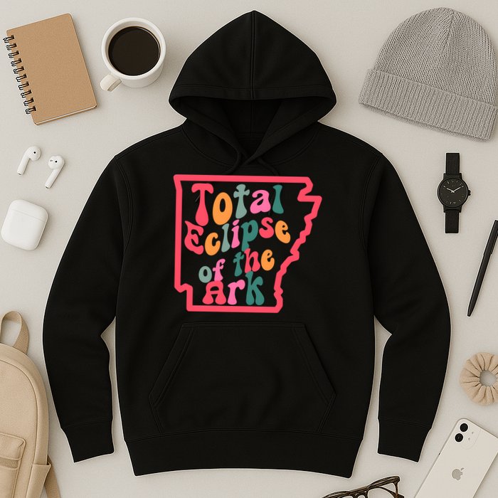 Solar Eclipse Arkansas Map Hoodie