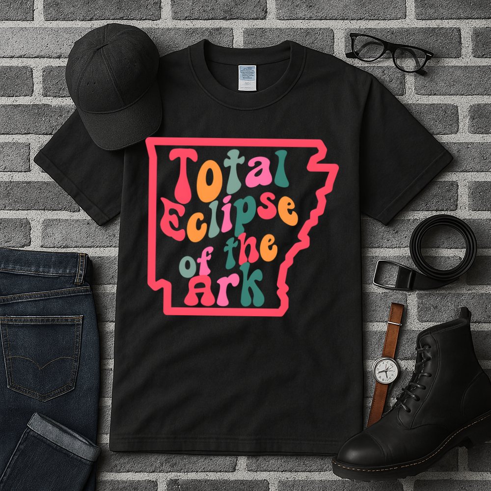 Solar Eclipse Arkansas Map Tall T-Shirt