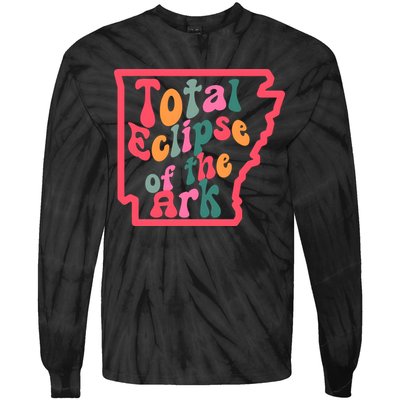 Solar Eclipse Arkansas Map Tie-Dye Long Sleeve Shirt