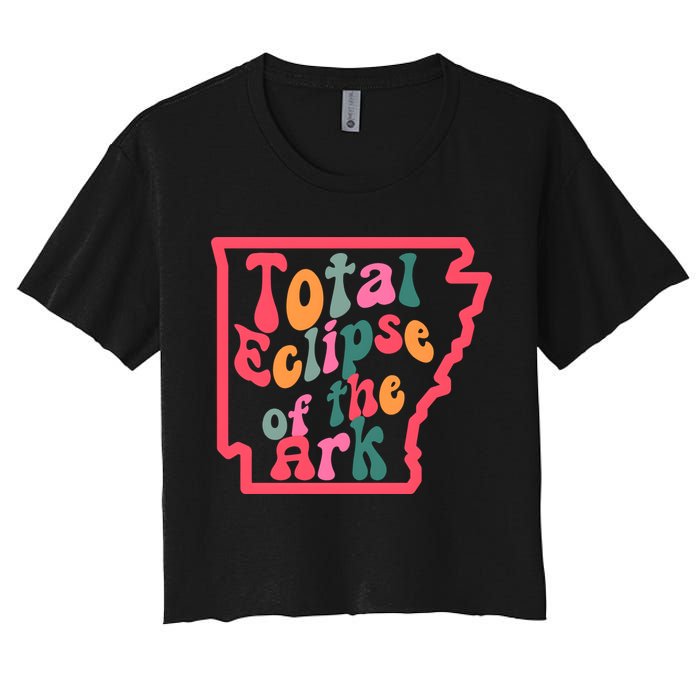 Solar Eclipse Arkansas Map Women's Crop Top Tee
