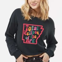 Solar Eclipse Arkansas Map Cropped Pullover Crew