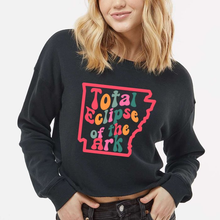 Solar Eclipse Arkansas Map Cropped Pullover Crew