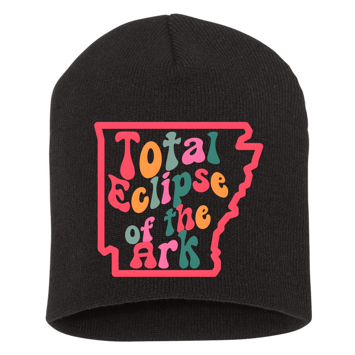 Solar Eclipse Arkansas Map Short Acrylic Beanie