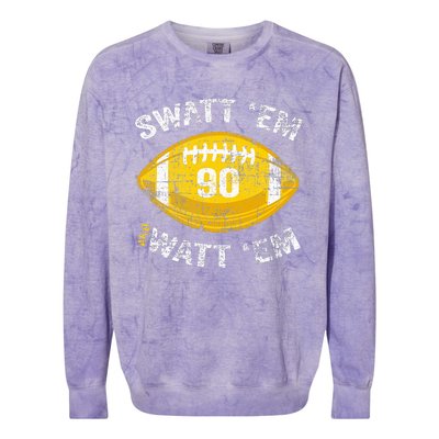 Swatt ‘Em And Watt ‘Em Football Vintage Colorblast Crewneck Sweatshirt