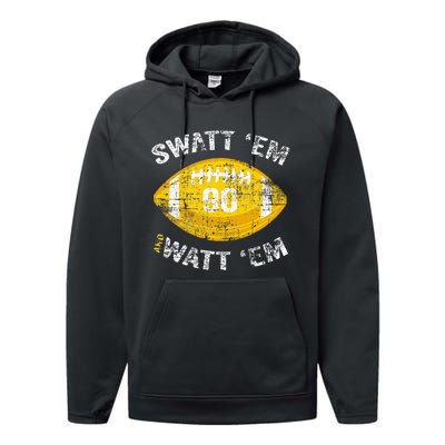 Swatt ‘Em And Watt ‘Em Football Vintage Performance Fleece Hoodie