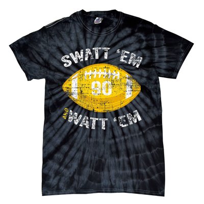 Swatt ‘Em And Watt ‘Em Football Vintage Tie-Dye T-Shirt