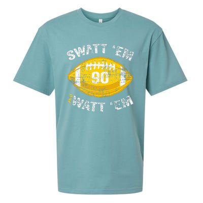 Swatt ‘Em And Watt ‘Em Football Vintage Sueded Cloud Jersey T-Shirt