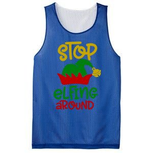 Stop Elfing Around Christmas Elf Funny Novelty Holiday Item Meaningful Gift Mesh Reversible Basketball Jersey Tank