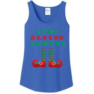 Stop Elfing Around Christmas Elf Shoes Funny Holiday Saying Gift Ladies Essential Tank