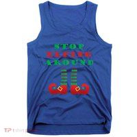Stop Elfing Around Christmas Elf Shoes Funny Holiday Saying Gift Tank Top