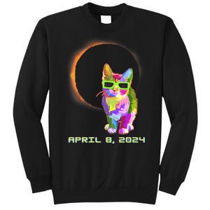 Solar Eclipse April 8 2024 Cat Wearing Eclipse Glasses Sweatshirt