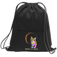 Solar Eclipse April 8 2024 Cat Wearing Eclipse Glasses Sweatshirt Cinch Pack Bag